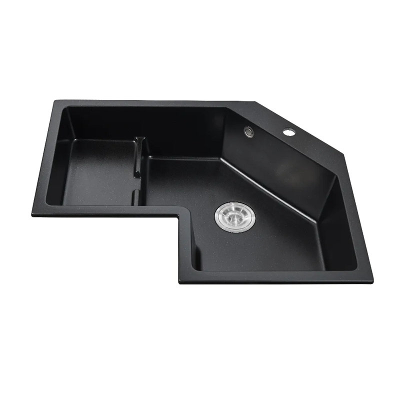 Évier de cuisine encastré à simple cuve à montage sur cuve 32 "en quartz noir moderne 32 pouces compatible avec les broyeurs à déchets standard