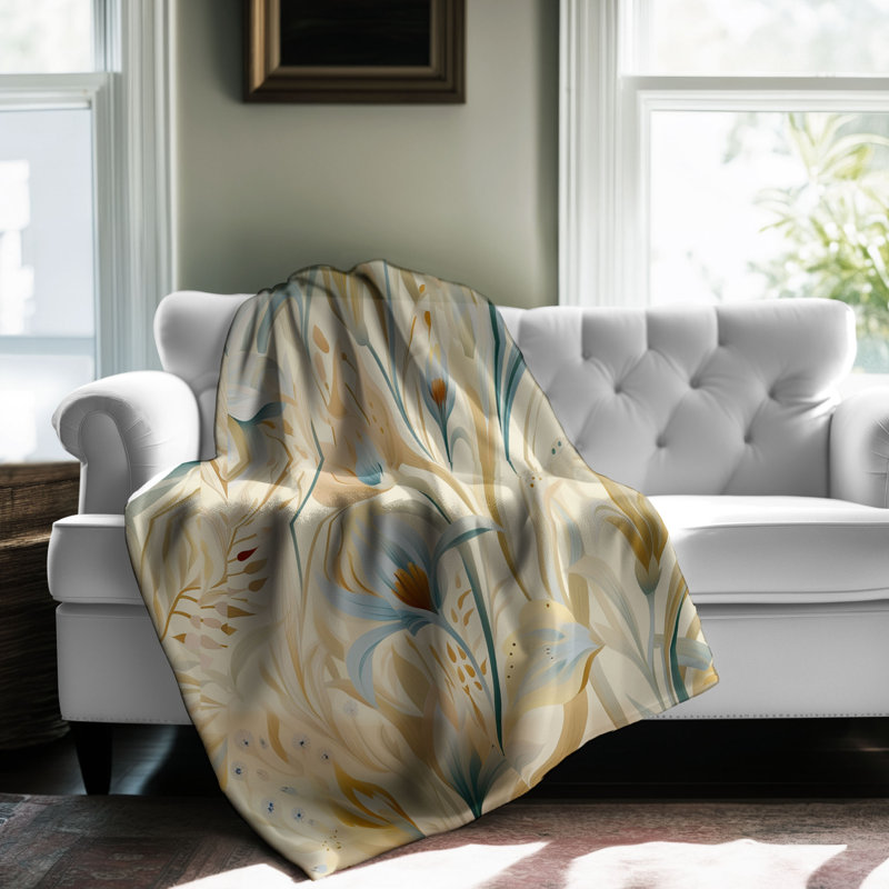 Earthy Florals - Couverture sherpa de qualité supérieure 1 pièce, Grand lit