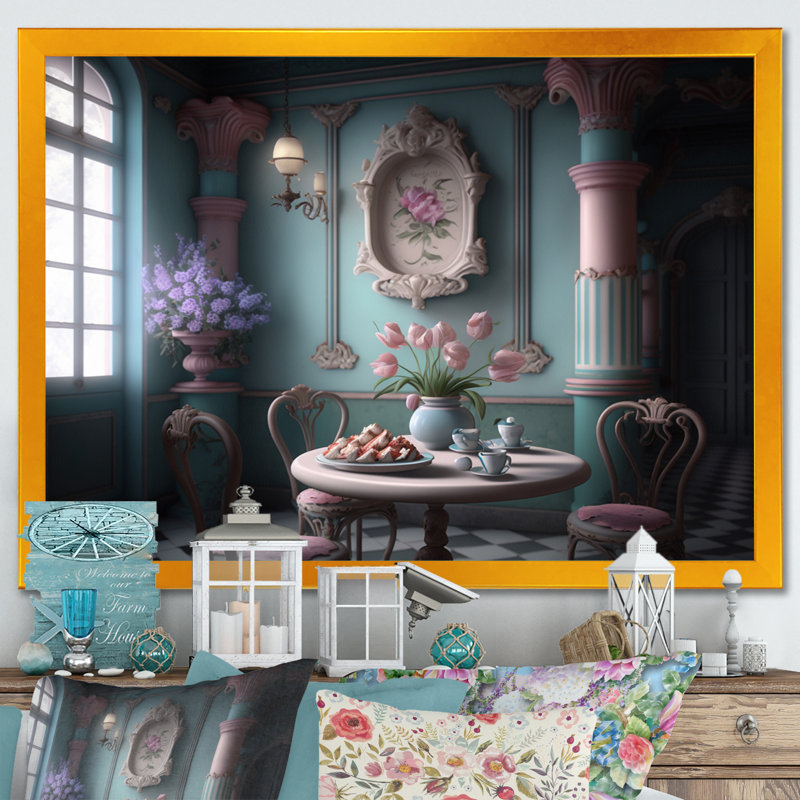 Art mural sur toile, "Tulipes roses en fleurs", H 16 po x l 32 po x P 1 po, Cadre d'angle fermé doré