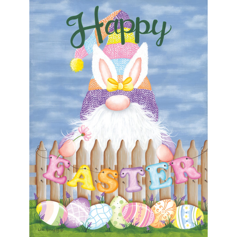 Joyeuses Pâques, gnome sur toile par Lisa Kennedy, reproduction, H 12 po x l 8 po