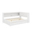 Lit de jour double en bois avec tablettes de rangement intégrées, éclairage USB / DEL et cadre de lit en bois avec deux tiroirs-2079637169