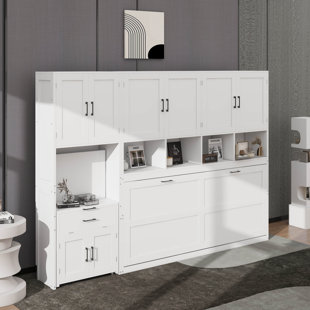 Lit escamotable simple avec placard et bureau