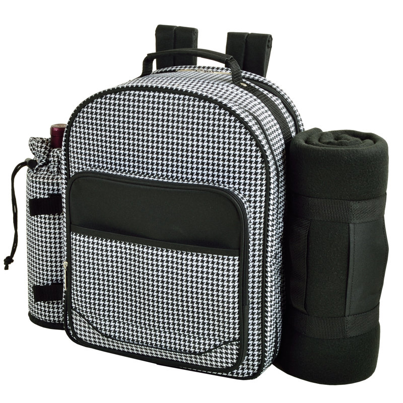 Houndstooth Polyester Picnic Backpack