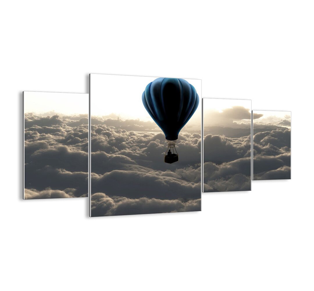 4-tlg. Glasbilder-Set - Grafikdruck „Wanderer Above the Clouds”