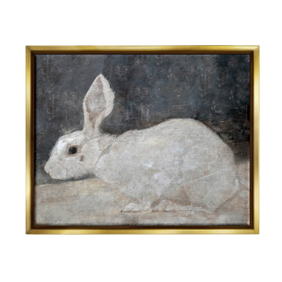 "White Rabbit Bunny", art mural classique encadré flottant par lettres et doublures