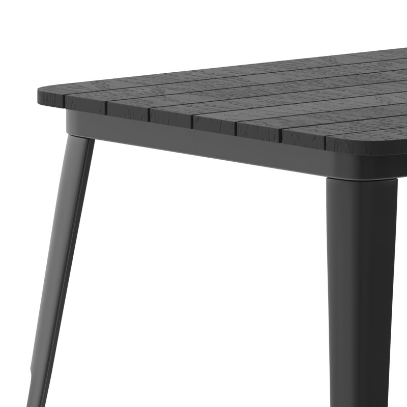 Guenot 30" x 60" Commercial Indoor/Outdoor Poly Resin Restaurant Table with Umbrella Hole, Black