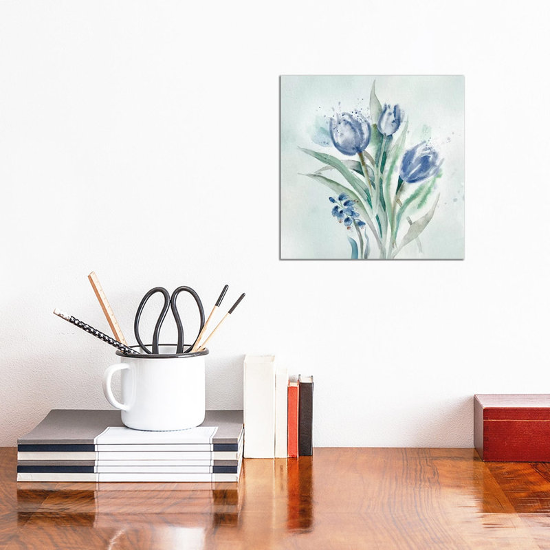 Blue Flower Wash II by Conrad Knutsen - Wrapped Canvas Painting, 30.48 cm H x 30.48 cm W