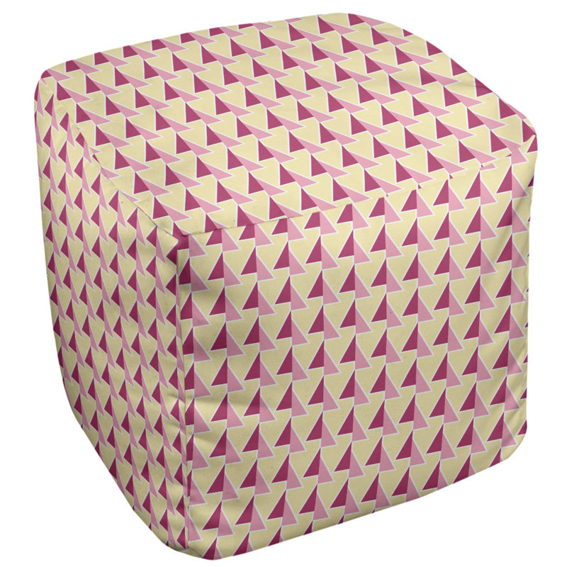 Repose-pieds cube à motif shifted arrows, Rose / jaune, H 13 po x l 13 po x P 13 po