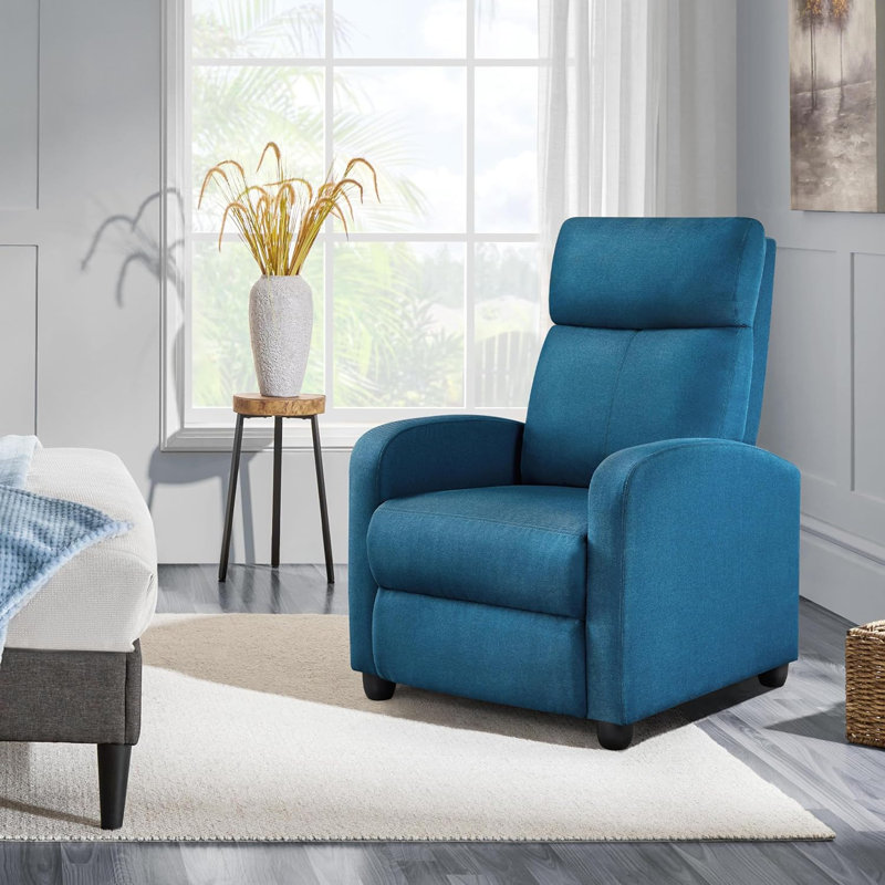 Modern Fabric Recliner Chair With Pocket Spring Support - Adjustable Push Back Reclining Sofa For Living Room, Bedroom Or Home Theater - Soft Upholstered Single Recliner With Comfortable Footrest