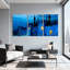 Ensemble de 3 impressions sur toile Blue Castle Night Sky Reflection Lights Tower-1855164852