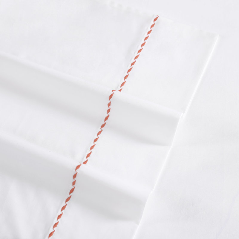 Queen Blue Organic Cotton Embroidered Percale Sheet Set