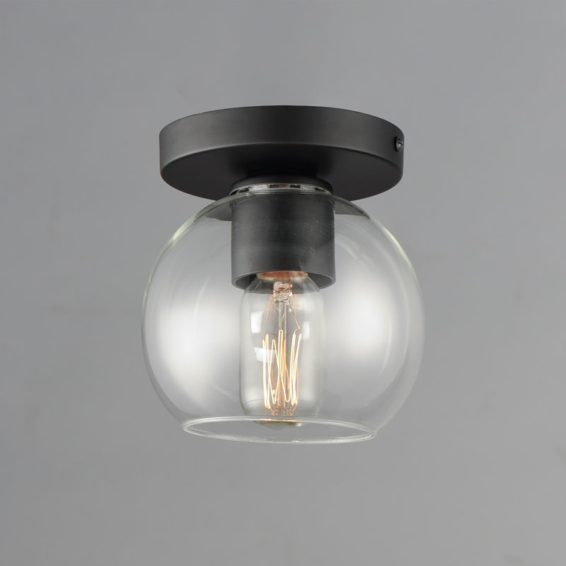 Glass Semi Flush Mount, Black