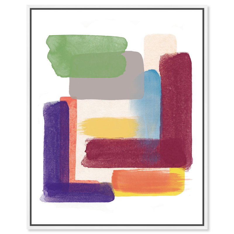 Toile de couleur iv ivoire pastel abstrait par Art Remedy, Cadre blanc, H 21 po x l 17 po