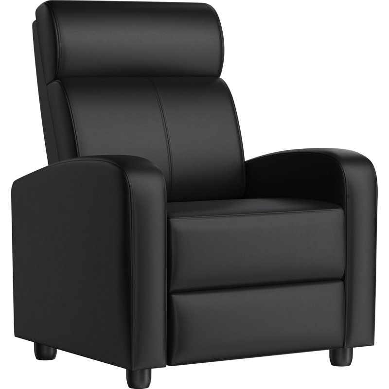 Fauteuil inclinable inclinable en cuir, Noir, noir, noir, noir