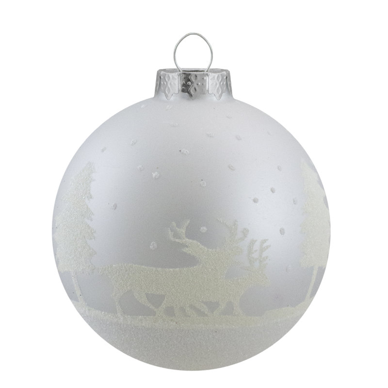 Boules de Noël suspendues en verre blanc mat et givré 4ct. 3,25 "(80mm)