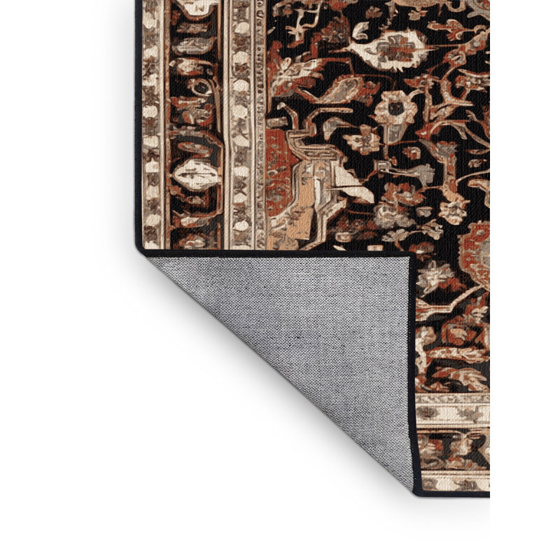 Machine Washable Persian Brown Area Rug, Square 7'