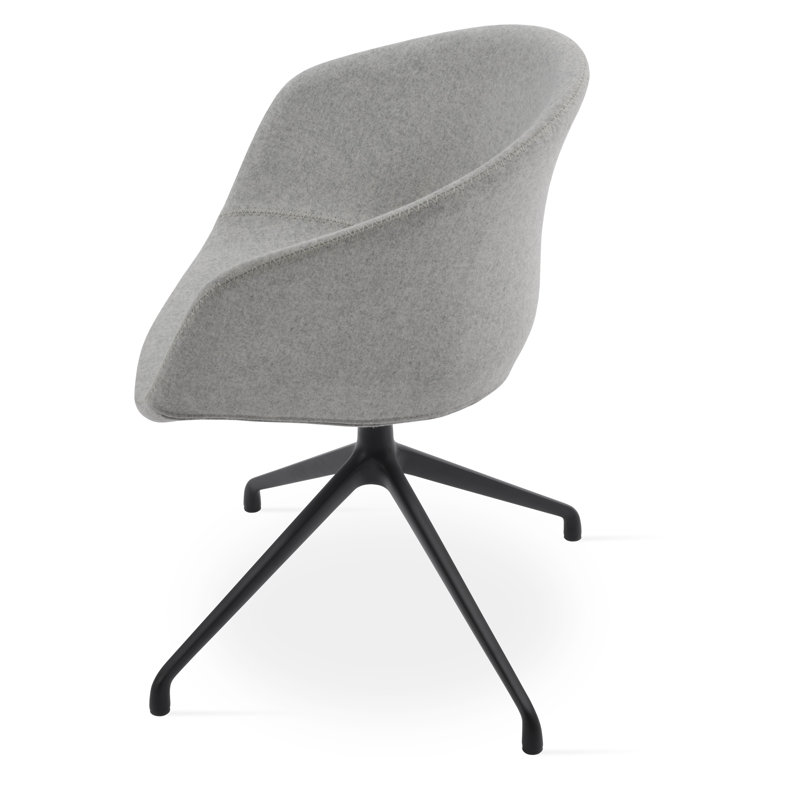 Fauteuil pivotant Tribeca Spider, Noir, Laine argentée