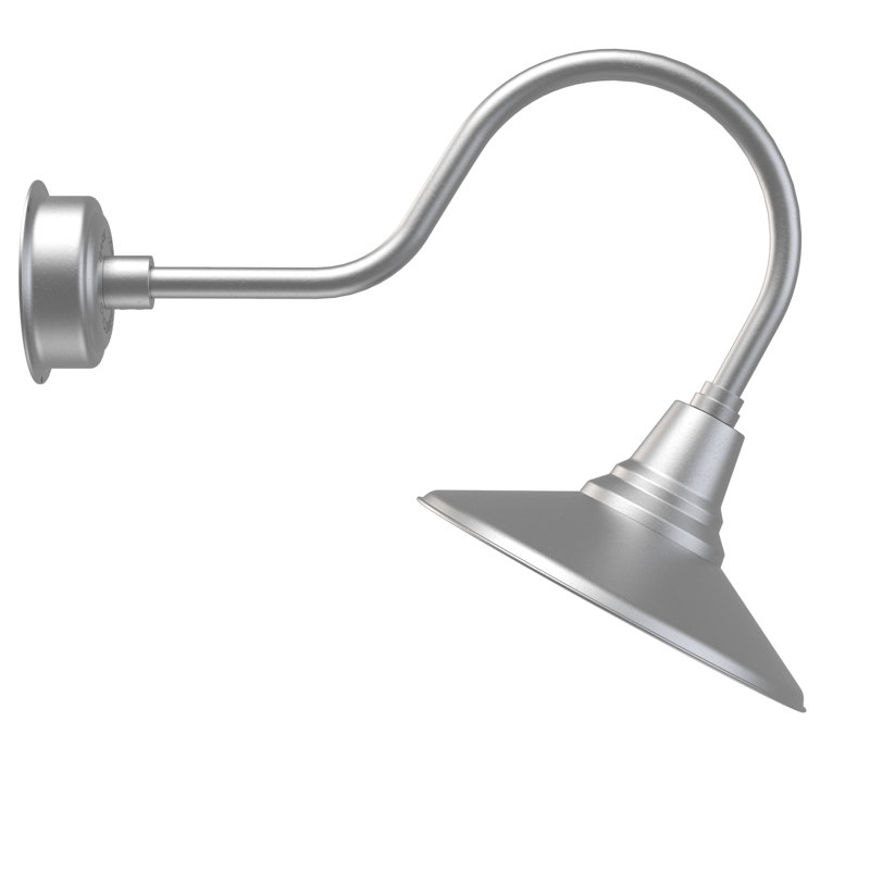 Luminaire de grange d’extérieur à del Albali, H 8 po x l 14 po x P 12 po, Argent galvanisé