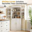 Small Space Corner Pantry Cabinet, Painted Finish, 70" Tall Kitchen Food Storage, Freestanding Buffet Hutch, 6 Doorside Organizers, Adjustable Shelves, Easy Assembly