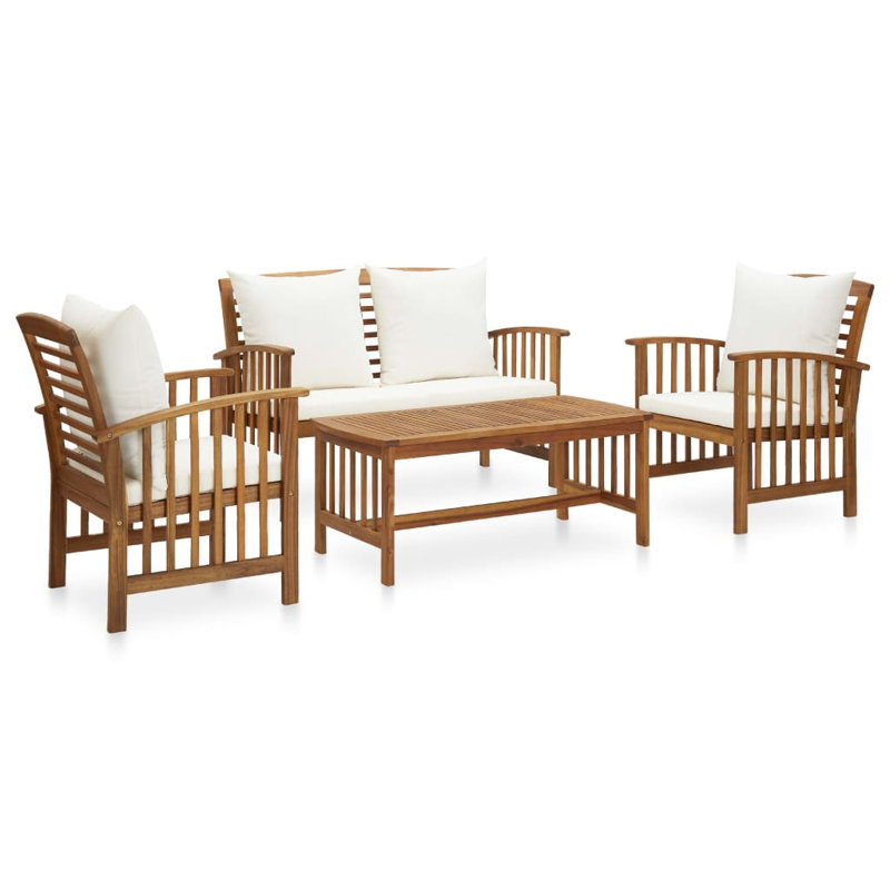 Costas 4 Piece Lounge Chair with Cushions, White