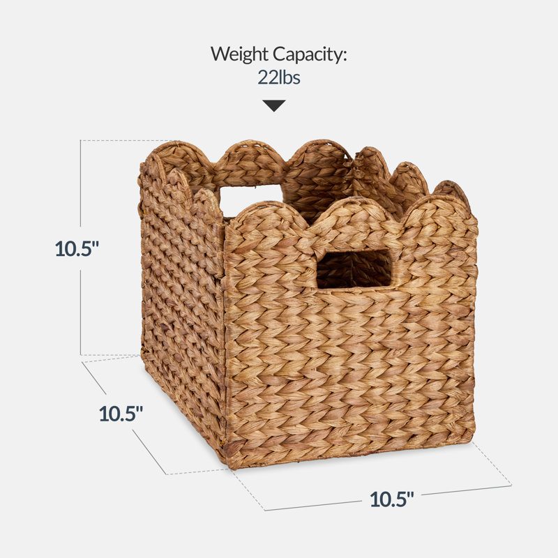  Scalloped 10.5 X 10.5In Hyacinth Storage Basket Set Of 5 - Chestnut, Chestnut, 10.5" H x 10.5" W x 10.5" D