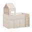 Lit mezzanine simple en bois avec bureau, tiroirs et rangement-123282388
