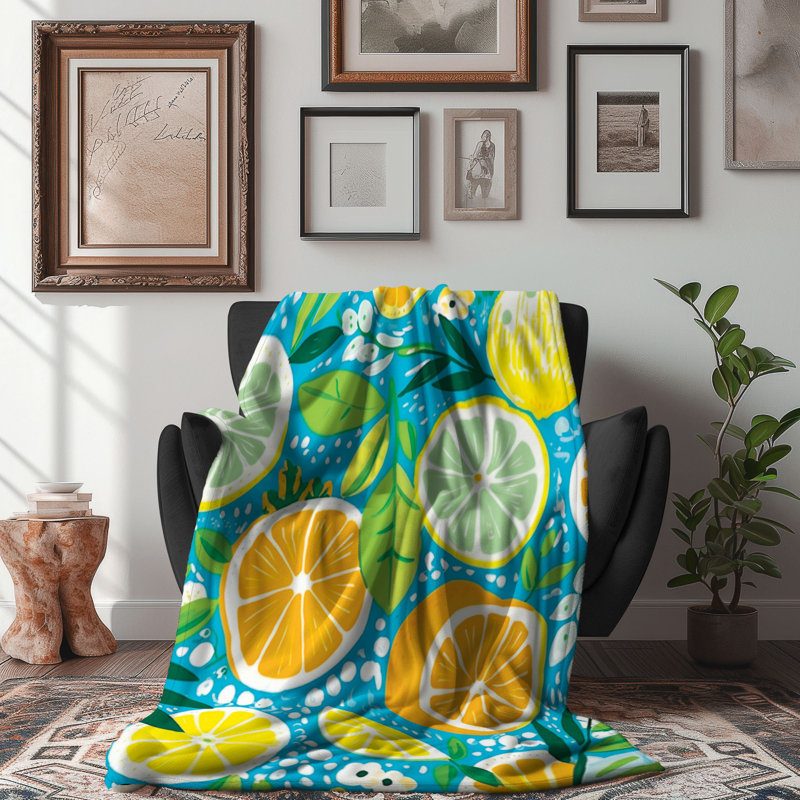 Couverture en sherpa de qualité supérieure Citrus Burst, L 60 po x l 50 po