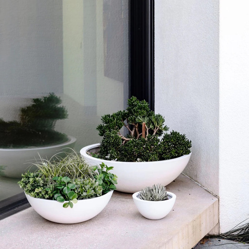 Aquita Handmade Pot Planter, 6" H x 12" W x 12" D, White