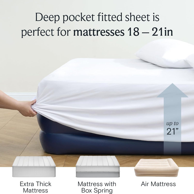 Ensemble de draps de performance Luxclub, Blanc, Ensemble de draps simple TG avec 1 taie d'oreiller