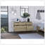 Commode double, quatre tiroirs, plateau supérieur, pieds en épingle à cheveux, chêne clair