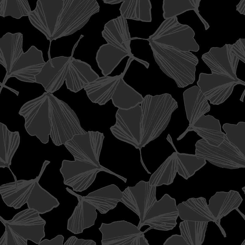 Ginko II 33' L x 20.5" W  Wallpaper Roll, Black