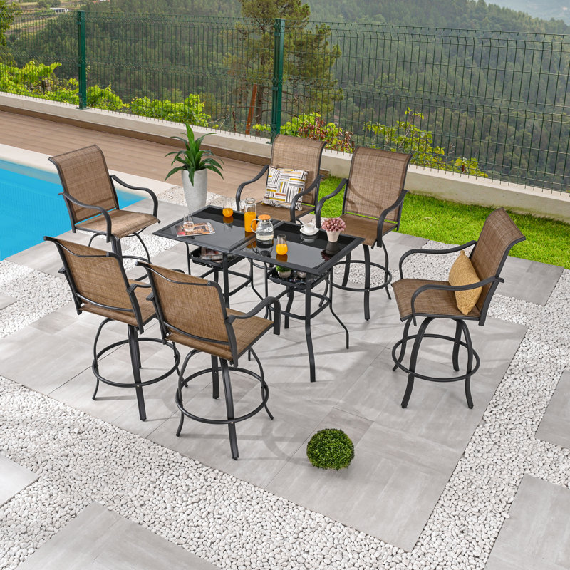 Motto Square 6 - Person Bar Height Dining Set, Beige