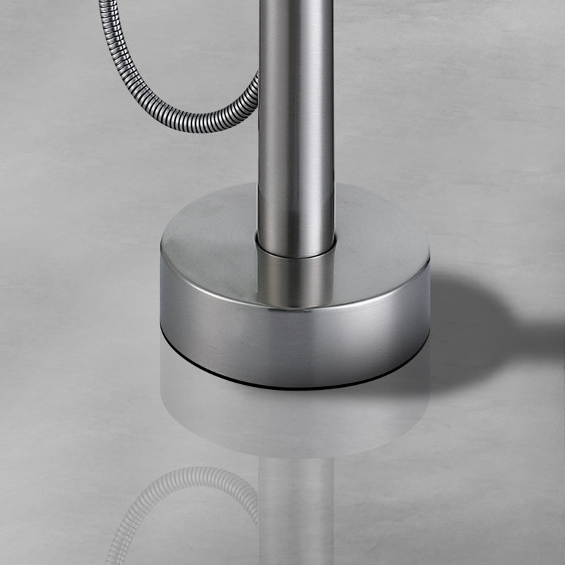High Arch Single-Handle Freestanding Tub Faucet Bathtub Filter With Handheld Shower In Venetian, Brushed Nickel