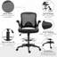 Chaise de dessinateur en filet, chaise de bureau haute avec support lombaire, accoudoirs rabattables, anneau de repose-pieds et siège réglable en hauteur, noir