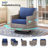 7 Pieces Patio Furniture Set With Fire Pit Table, Wicker Patio Conversation Set With Swivel Rocking Chairs, Outdoor Patio Set For Lawn Backyard Porch-2062332103
