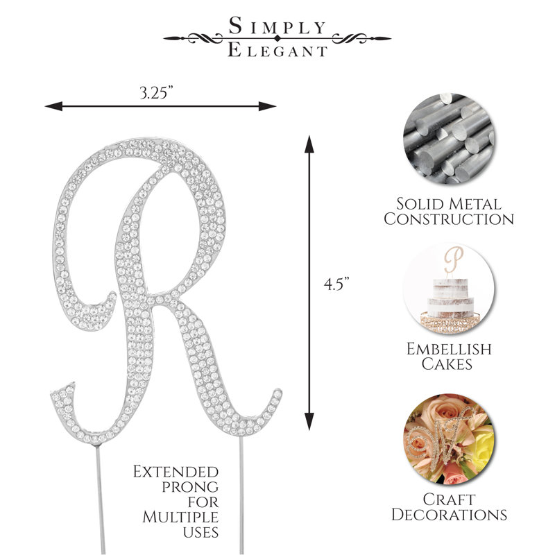 Surmatelas à gâteau "r" rhinestone, Argent