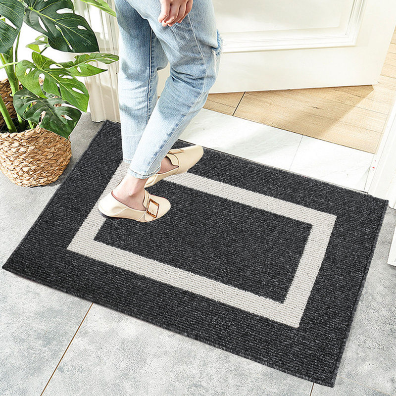 Tapis d'entrée antidérapant antidérapant Mccabe, Noir, L 32 po x L 47 po, Ensemble de 2