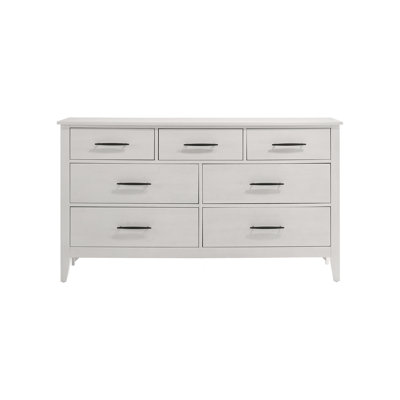 Andover 66" Wide Rubberwood 7-Drawer Dresser In White
