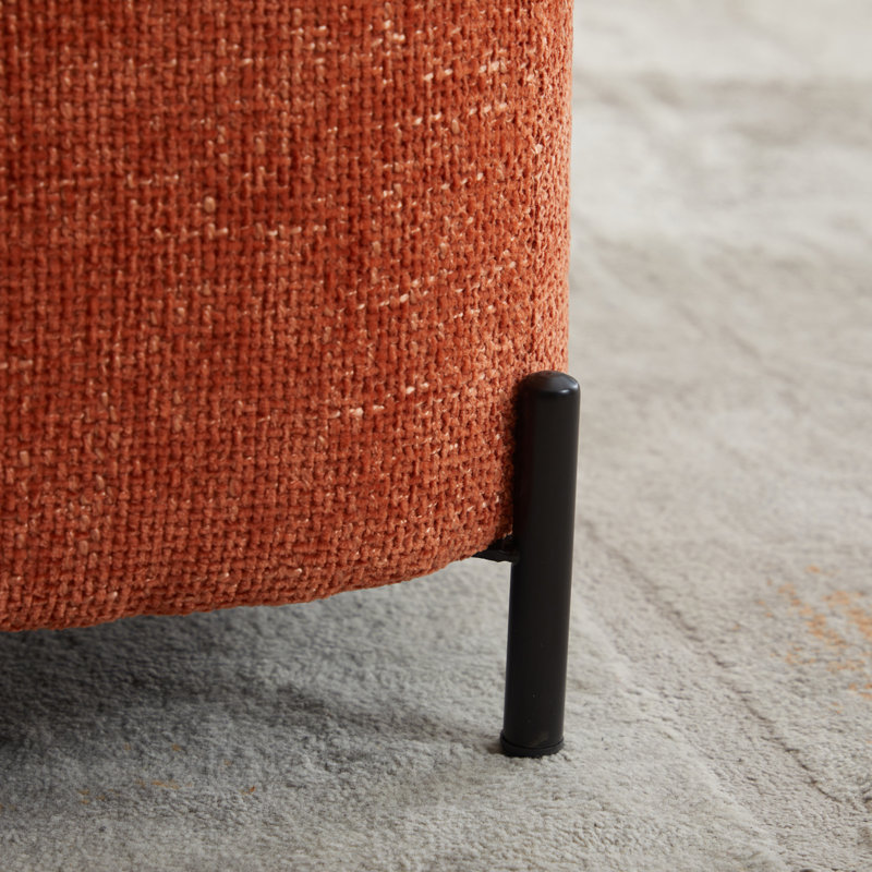 40.53" W Upholstered Swivel Accent Armchair With Storage Ottoman, Orange Chenille