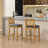Set of 4 Solid Wood Rattan-Back Bar Stool, Matte Linen Cushion with High-Resilience Foam & S-Springs-180749666