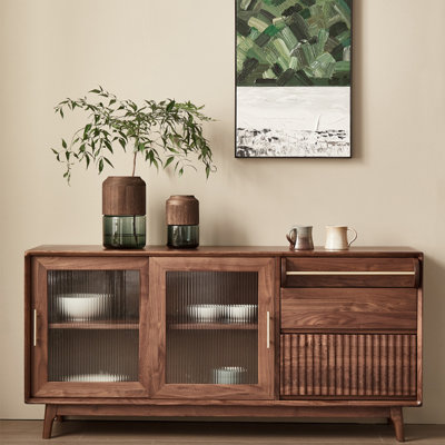 Buffet simple en bois massif noyer noir 62,99