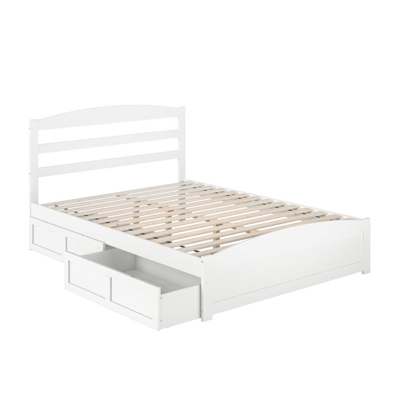 Elliana Solid Wood Slat Storage Bed, White, Queen