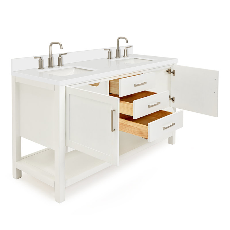 Ensemble de meuble-lavabo double 61 po Abby, Blanc