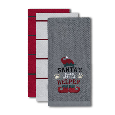 Festive Fun 3 Pack Super Absorbent Fast Drying Set Santas Helper Tea Towel