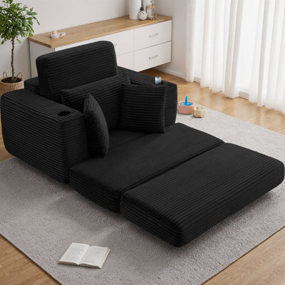 Méridienne surdimensionnée de 52,4 po, canapé-lit modulaire 3-en-1 et canapé-lit en velours côtelé rembourré en velours côtelé, simple et confortable pour le salon, la chambre à coucher