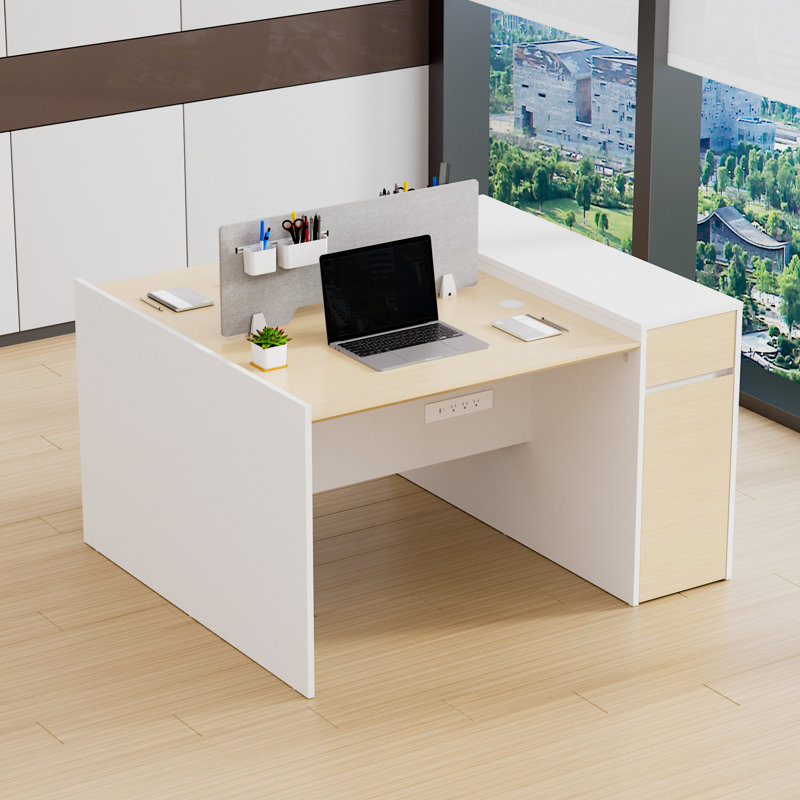 Poste de travail modulaire pour 2 personnes avec rangement et prises Okeysen, 2