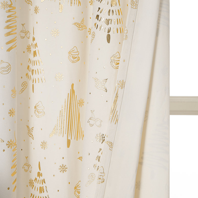 Christmas Curtains,Thermal Insulated Blackout Velvet Curtains, Noise Reducing Window Drapes Christmas Decorations, Printed Pattern Window Curtains