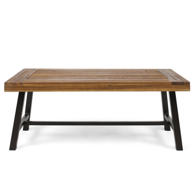 Modern Industrial Style Coffee Table, Wood Slat, 18.15" H X 46.61" W 23.32" D, Natural, Assembly Required Slat Panel Table - Opulence Unleashed