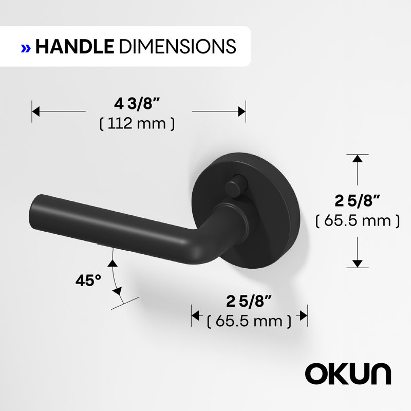  Arc Privacy Door Lever Modern Concealed Design For (Bed & Bath) – Sleek Minimalist Style in Matte Black, Matte Black