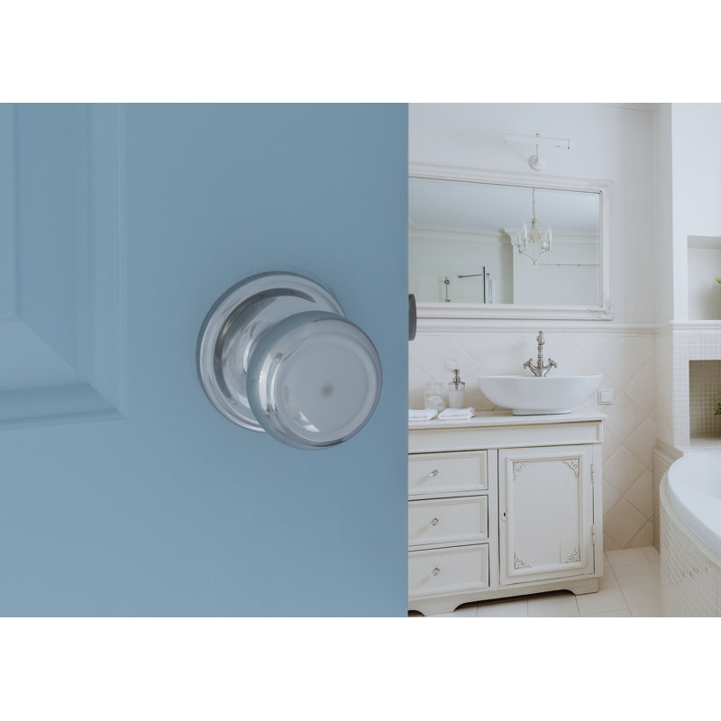 Bouton de porte colonial avec rosette ronde Colonial, Chrome inoxydable poli